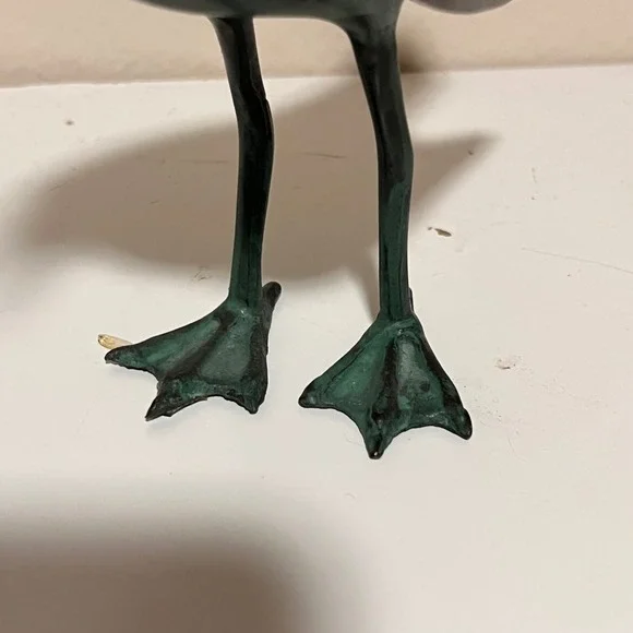 Vintage Pair Bronze Shorebird Figurines Green Verdigris Patina Coastal Decor MCM - Picture 5 of 9